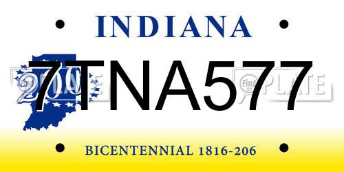 7TNA577 Indiana License Plate