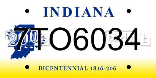 7TO6034 Indiana License Plate