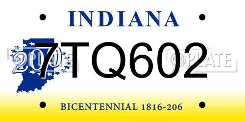 7TQ602 Indiana License Plate