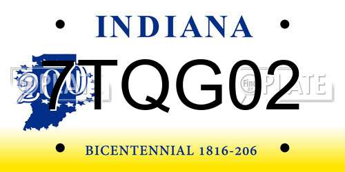 7TQG02 Indiana License Plate