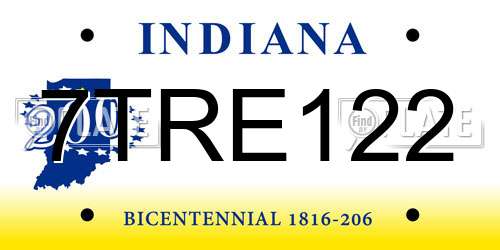 7TRE122 Indiana License Plate