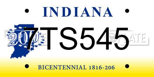 7TS545 Indiana License Plate