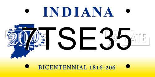 7TSE35 Indiana License Plate