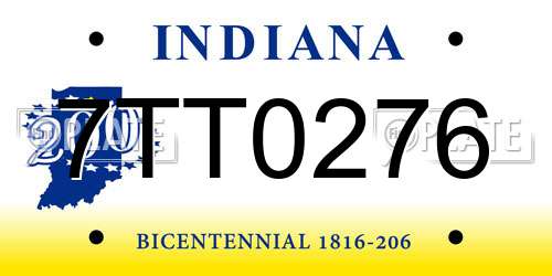 7TT0276 Indiana License Plate
