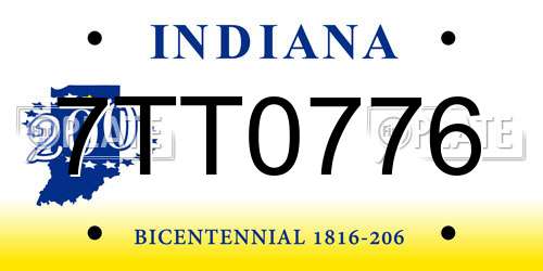 7TT0776 Indiana License Plate