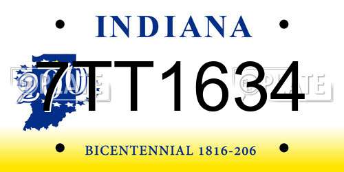 7TT1634 Indiana License Plate