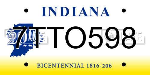 7TTO598 Indiana License Plate