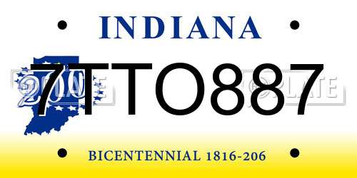7TTO887 Indiana License Plate