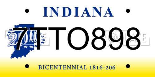 7TTO898 Indiana License Plate