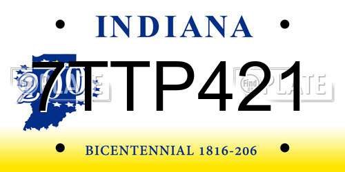 7TTP421 Indiana License Plate