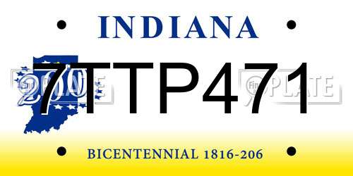 7TTP471 Indiana License Plate