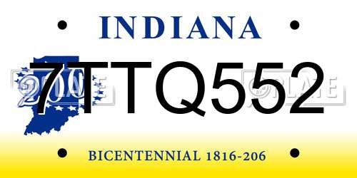 7TTQ552 Indiana License Plate