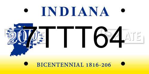 7TTT64 Indiana License Plate