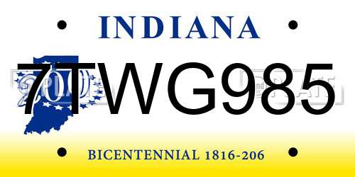 7TWG985 Indiana License Plate