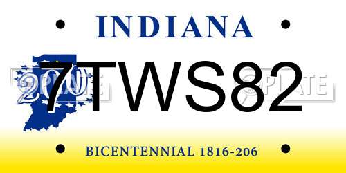 7TWS82 Indiana License Plate