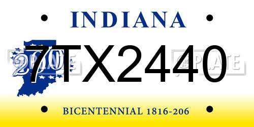 7TX2440 Indiana License Plate