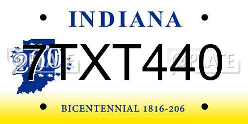 7TXT440 Indiana License Plate
