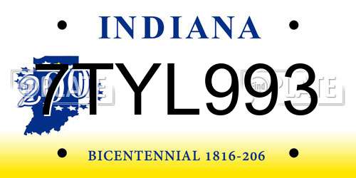 7TYL993 Indiana License Plate
