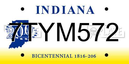 7TYM572 Indiana License Plate