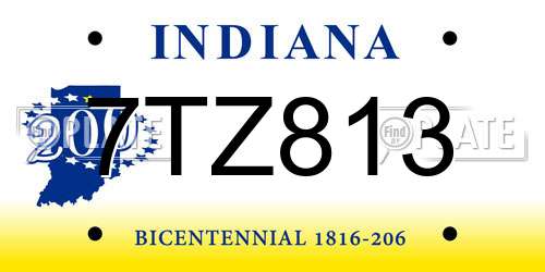 7TZ813 Indiana License Plate