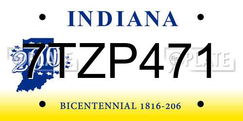 7TZP471 Indiana License Plate