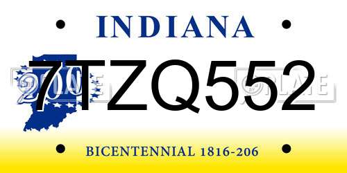 7TZQ552 Indiana License Plate