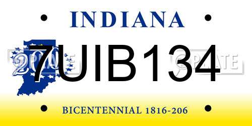 7UIB134 Indiana License Plate