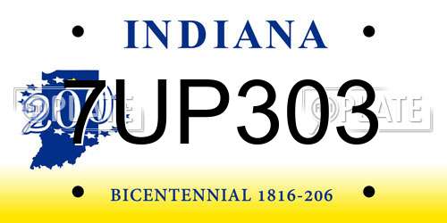 7UP303 Indiana License Plate