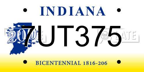 7UT375 Indiana License Plate