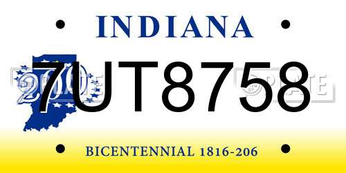 7UT8758 Indiana License Plate