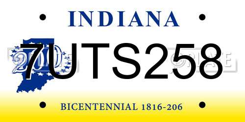 7UTS258 Indiana License Plate