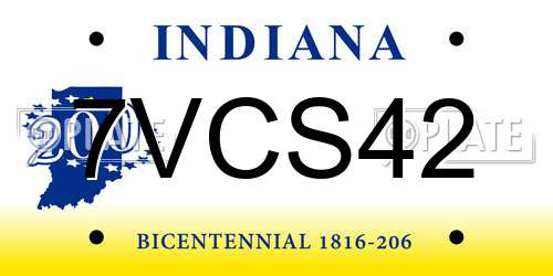 7VCS42 Indiana License Plate