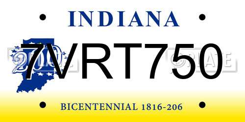 7VRT750 Indiana License Plate
