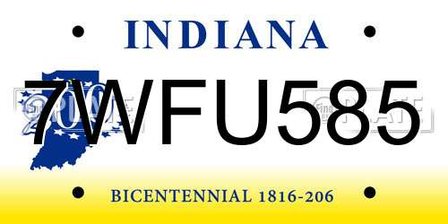 7WFU585 Indiana License Plate