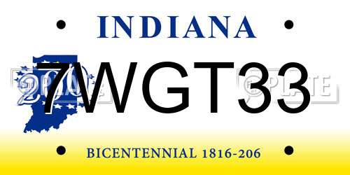 7WGT33 Indiana License Plate