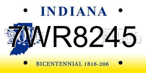 7WR8245 Indiana License Plate