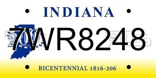 7WR8248 Indiana License Plate