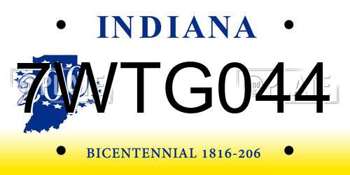 7WTG044 Indiana License Plate