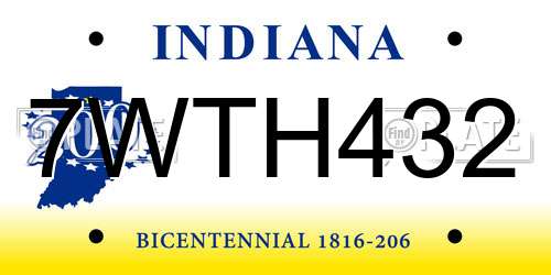 7WTH432 Indiana License Plate