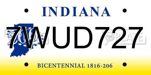 7WUD727 Indiana License Plate