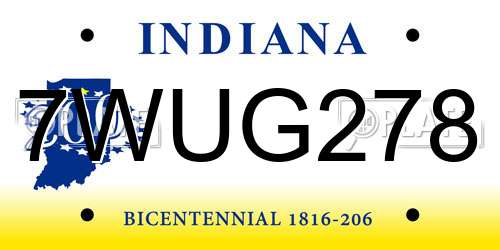7WUG278 Indiana License Plate