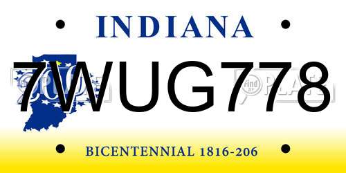 7WUG778 Indiana License Plate