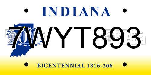 7WYT893 Indiana License Plate