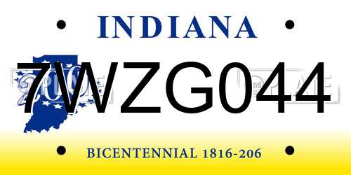 7WZG044 Indiana License Plate