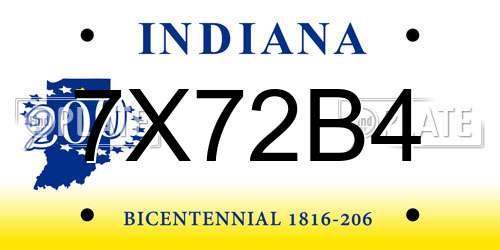7X72B4 Indiana License Plate