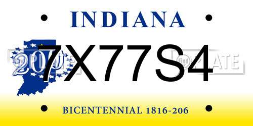 7X77S4 Indiana License Plate