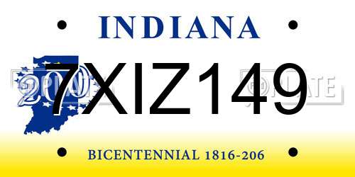 7XIZ149 Indiana License Plate