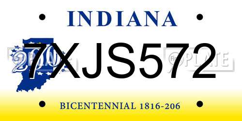 7XJS572 Indiana License Plate