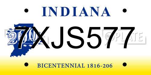 7XJS577 Indiana License Plate