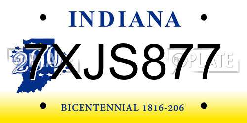 7XJS877 Indiana License Plate